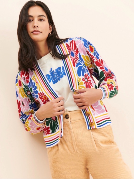 FARM Rio Sweaters - Farm Rio Sunny Daisies Floral Jacquard Cardigan